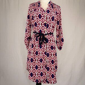 Peach Love California Women's Lightweight Red, White, & Blue Retro style Dress,